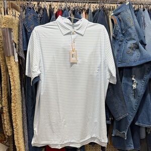 Peter Millar Light Blue Striped Polo Shirt